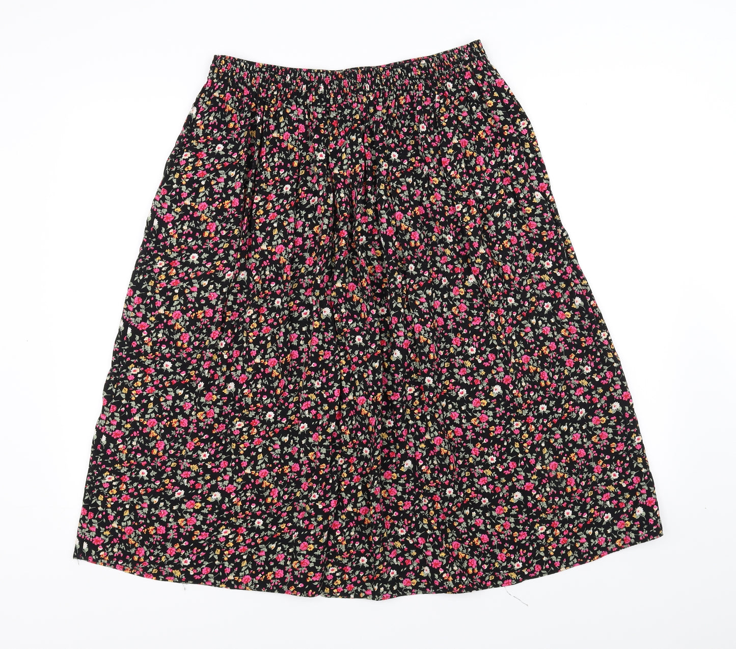 Preworn Womens Black Floral  Maxi Skirt One Size