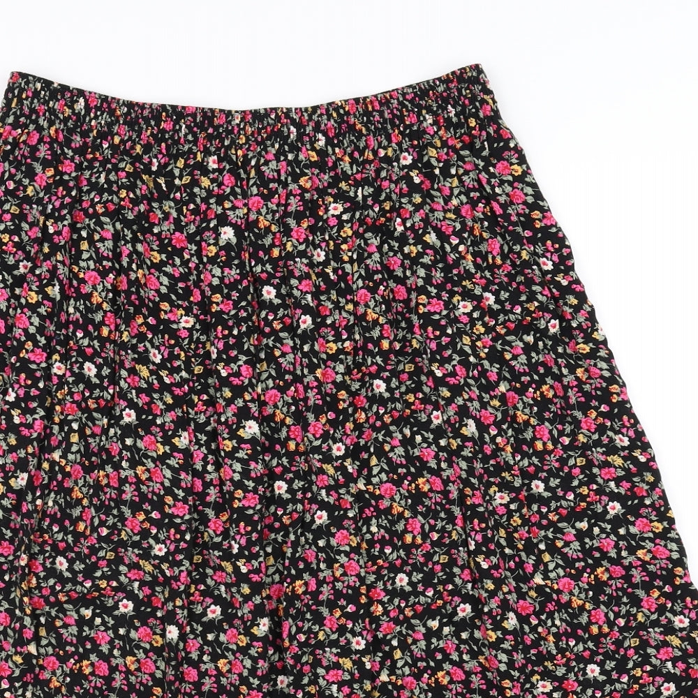 Preworn Womens Black Floral  Maxi Skirt One Size
