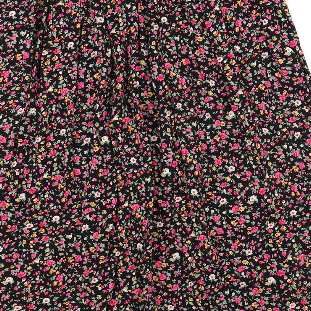 Preworn Womens Black Floral  Maxi Skirt One Size