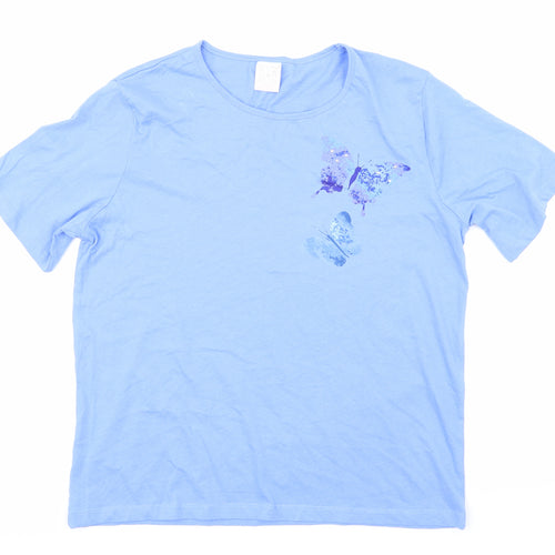 Anne De Lancay Womens Blue   Basic T-Shirt Size 14
