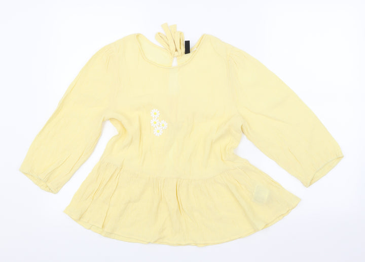 H&M Womens Yellow Basic Blouse Size 10