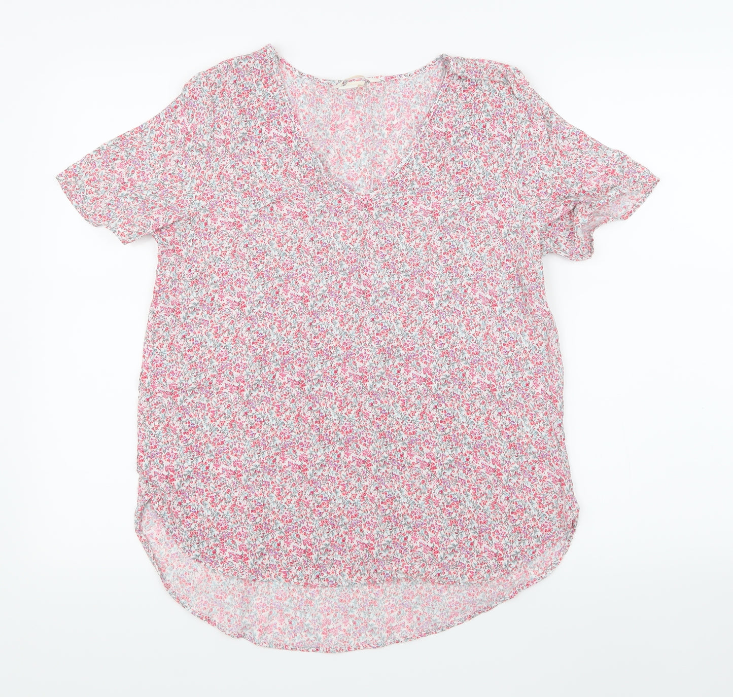 H&M Womens Pink Floral  Basic Blouse Size 8