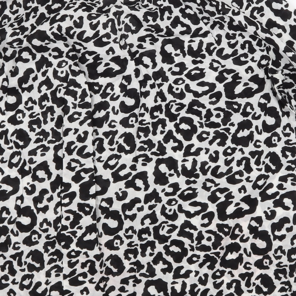 H&M Womens White Animal Print  Basic Button-Up Size 8