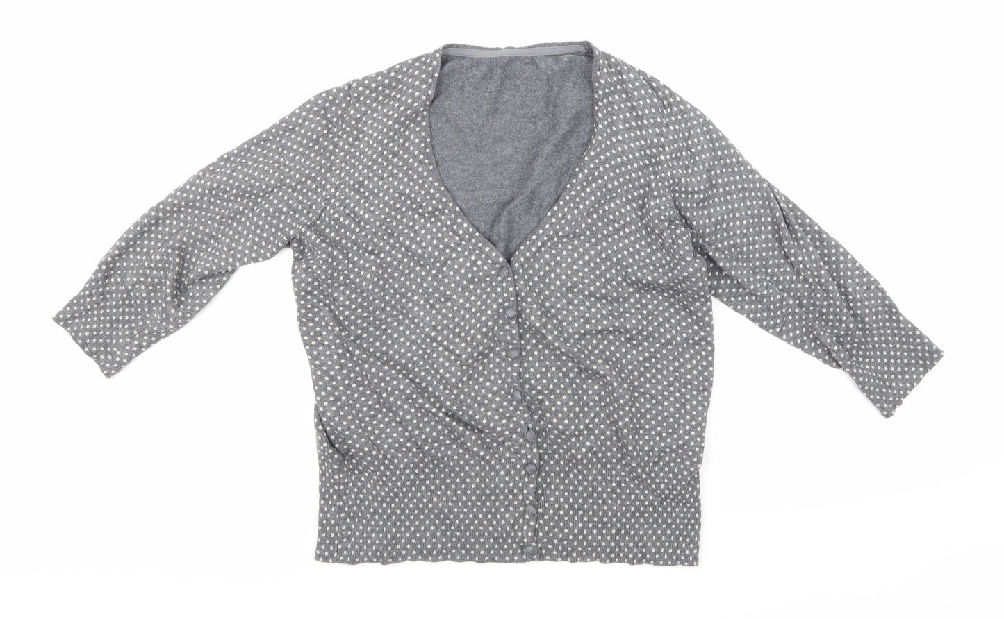 Marks and Spencer Womens Grey Polka Dot Knit Cardigan Jumper Size 16