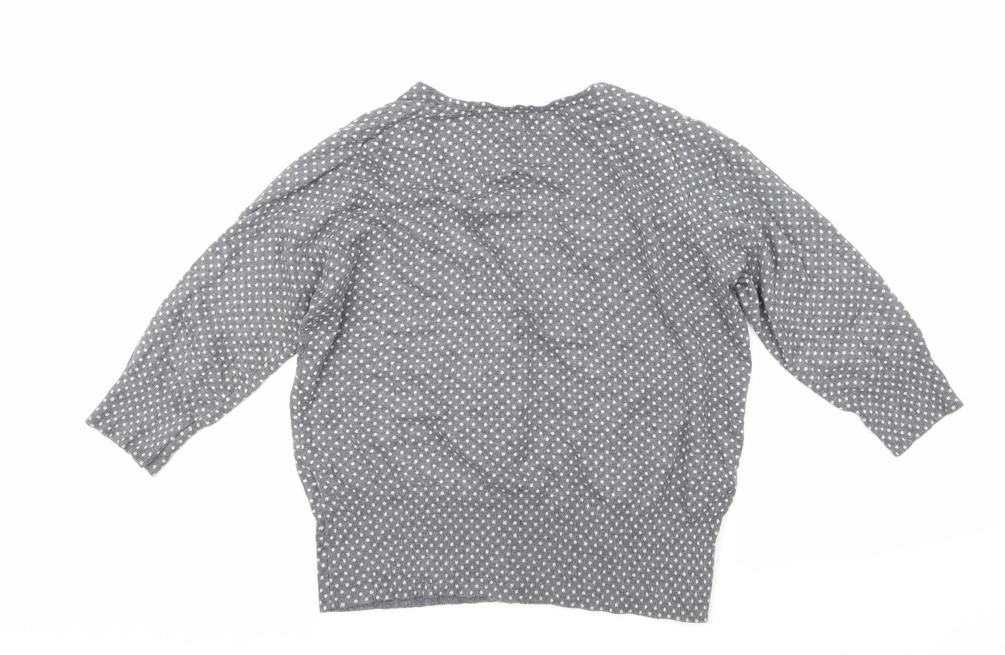 Marks and Spencer Womens Grey Polka Dot Knit Cardigan Jumper Size 16