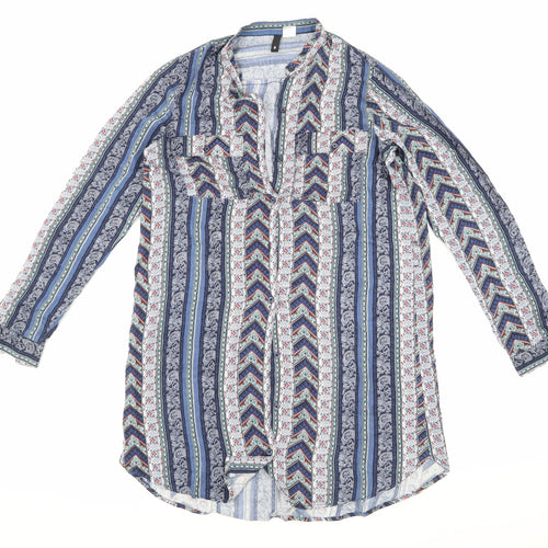 H&M Womens Blue Striped  Shirt Dress  Size 8
