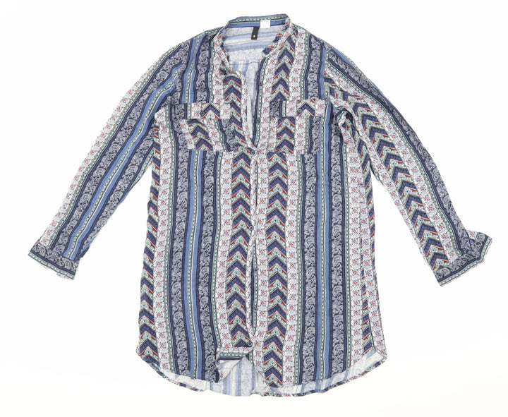 H&M Womens Blue Striped  Shirt Dress  Size 8