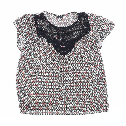 Miss Selfridge Womens Black Geometric  Basic Blouse Size 8