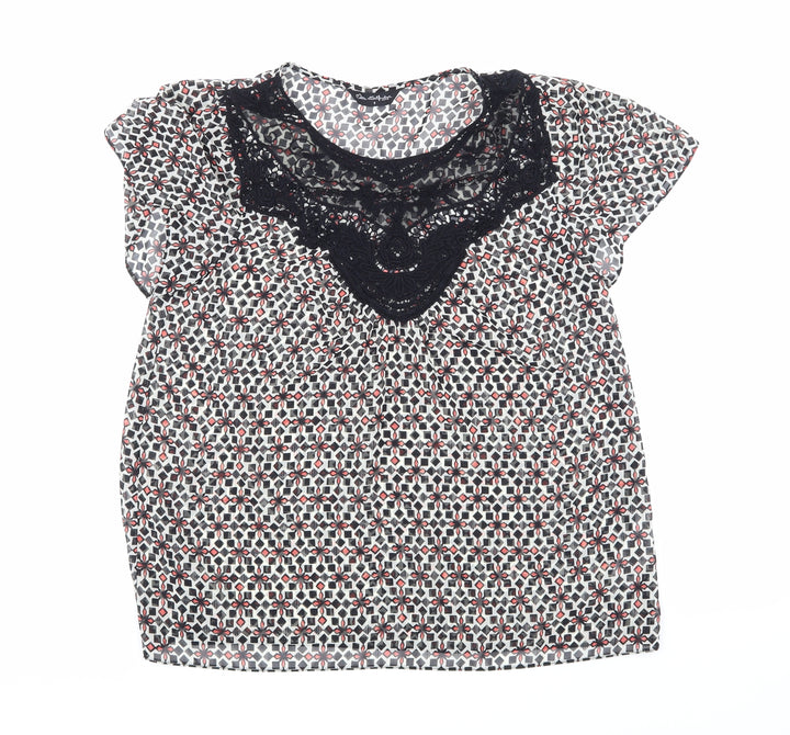 Miss Selfridge Womens Black Geometric Basic Blouse Size 8