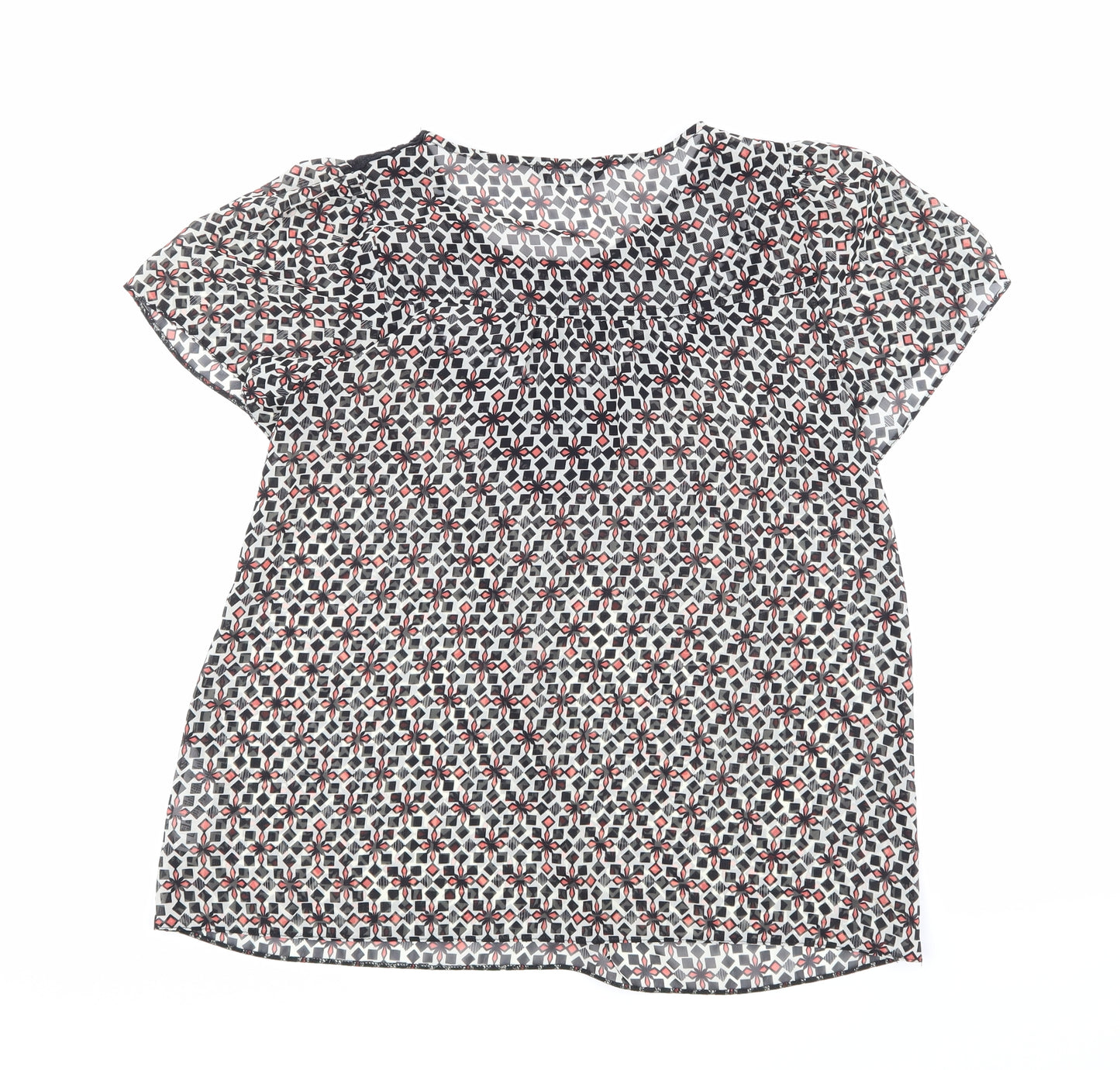 Miss Selfridge Womens Black Geometric  Basic Blouse Size 8