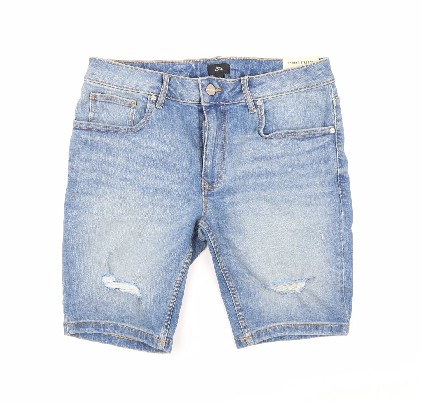 River Island Mens Blue  Denim Chino Shorts Size 32