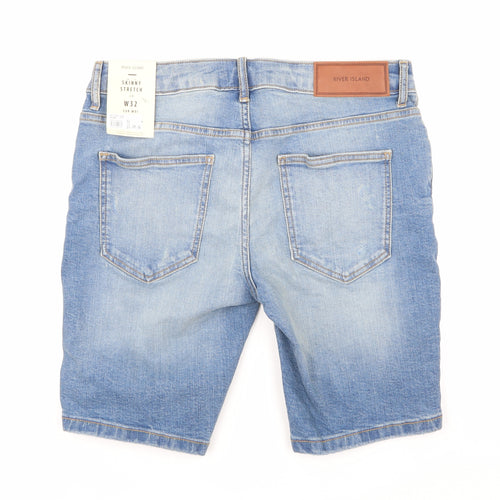 River Island Mens Blue  Denim Chino Shorts Size 32