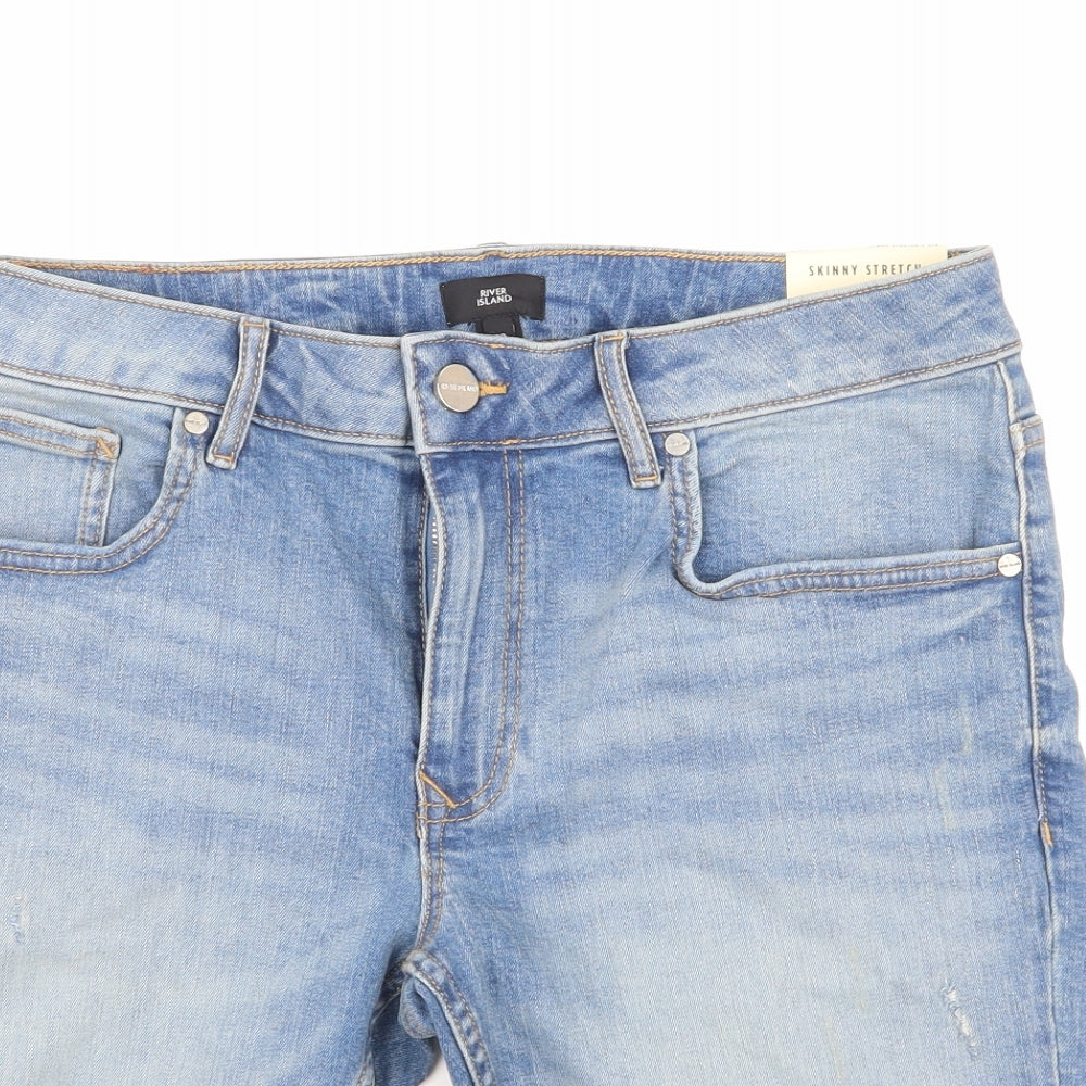 River Island Mens Blue  Denim Chino Shorts Size 32