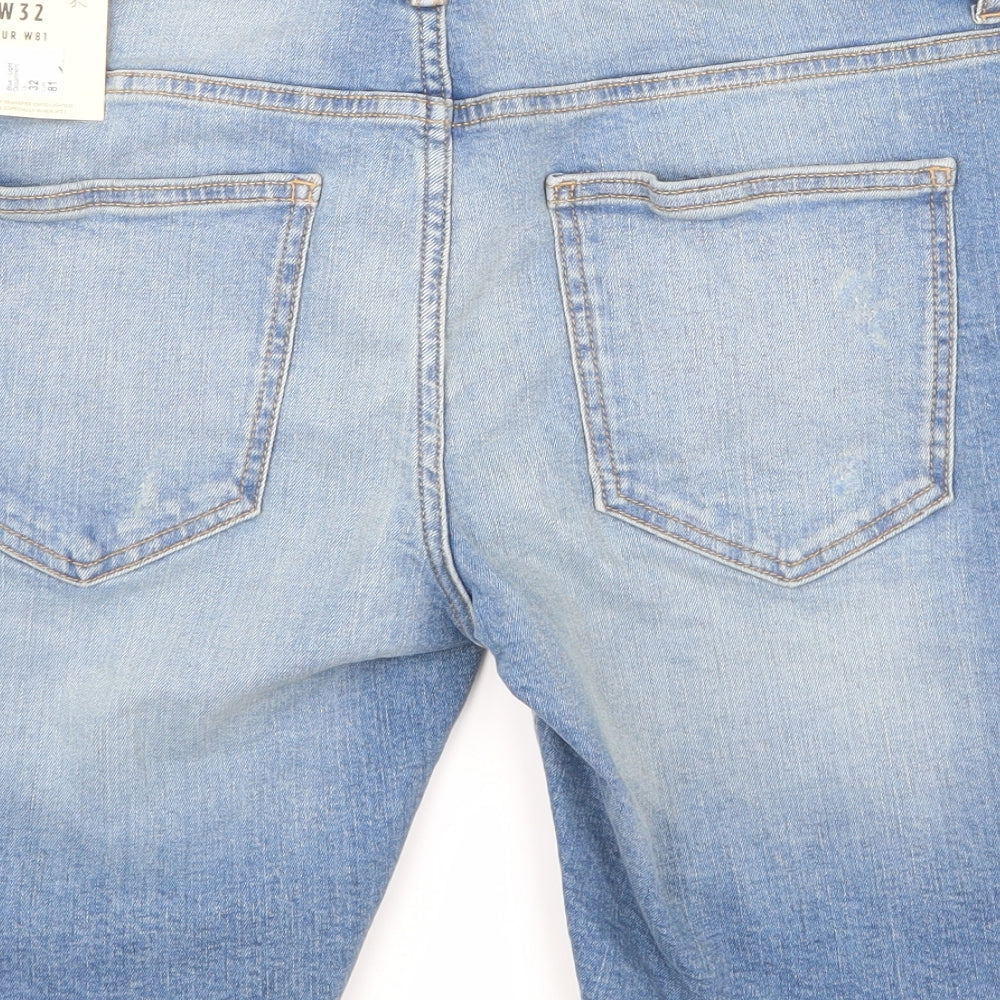 River Island Mens Blue  Denim Chino Shorts Size 32