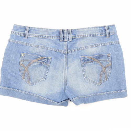 George Womens Blue  Denim Hot Pants Shorts Size 16
