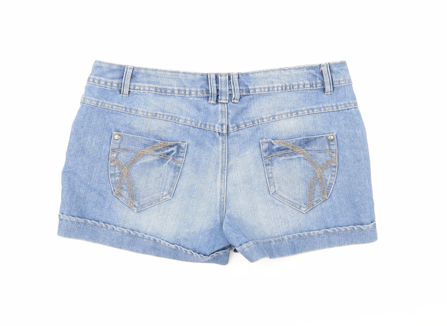 George Womens Blue  Denim Hot Pants Shorts Size 16
