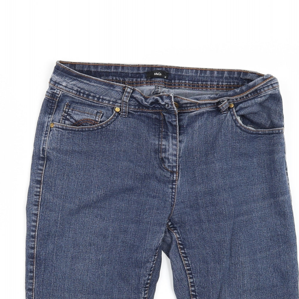 M&Co Womens Blue  Denim Cropped Jeans Size 12