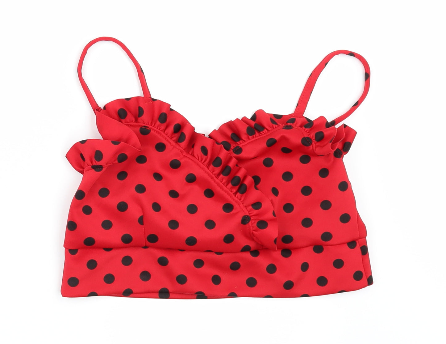 Boohoo Womens Red Polka Dot  Cropped Polo Size 12