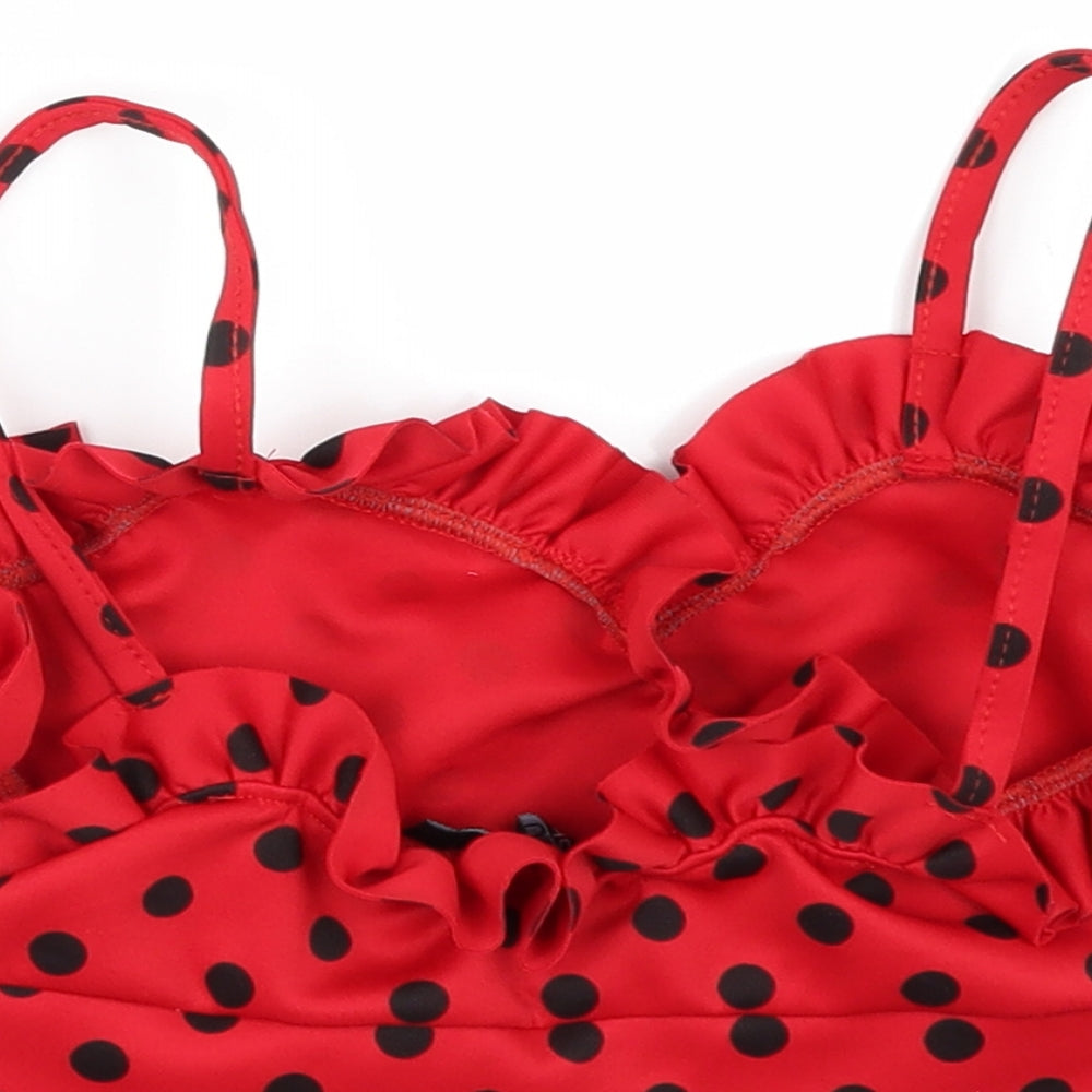 Boohoo Womens Red Polka Dot  Cropped Polo Size 12