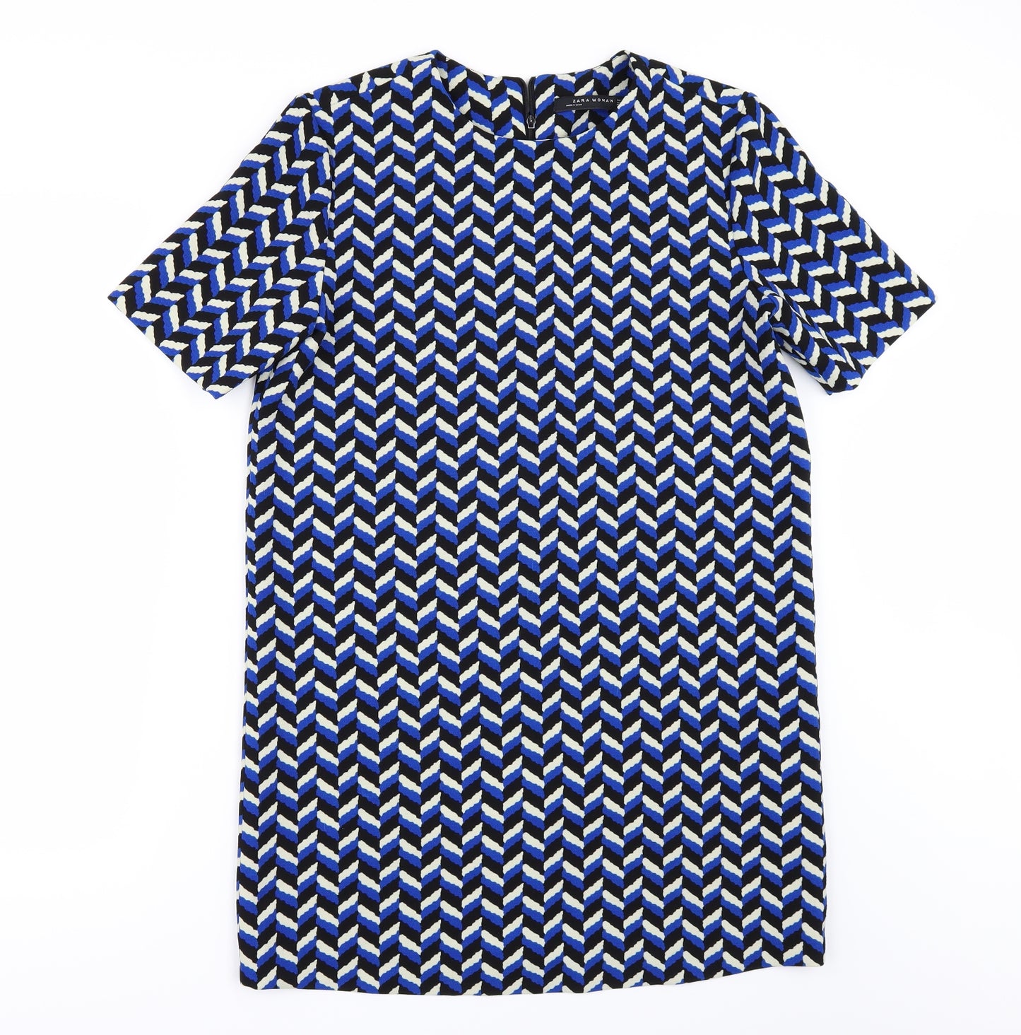 Zara Womens Blue Geometric  T-Shirt Dress  Size M