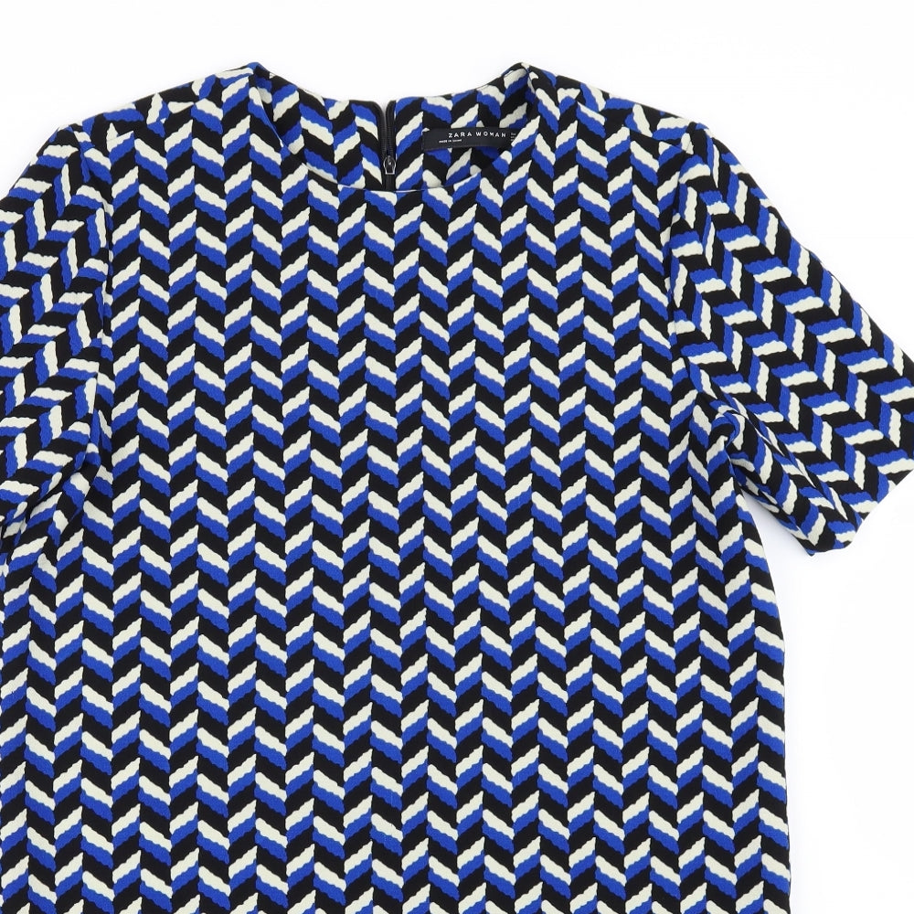 Zara Womens Blue Geometric  T-Shirt Dress  Size M