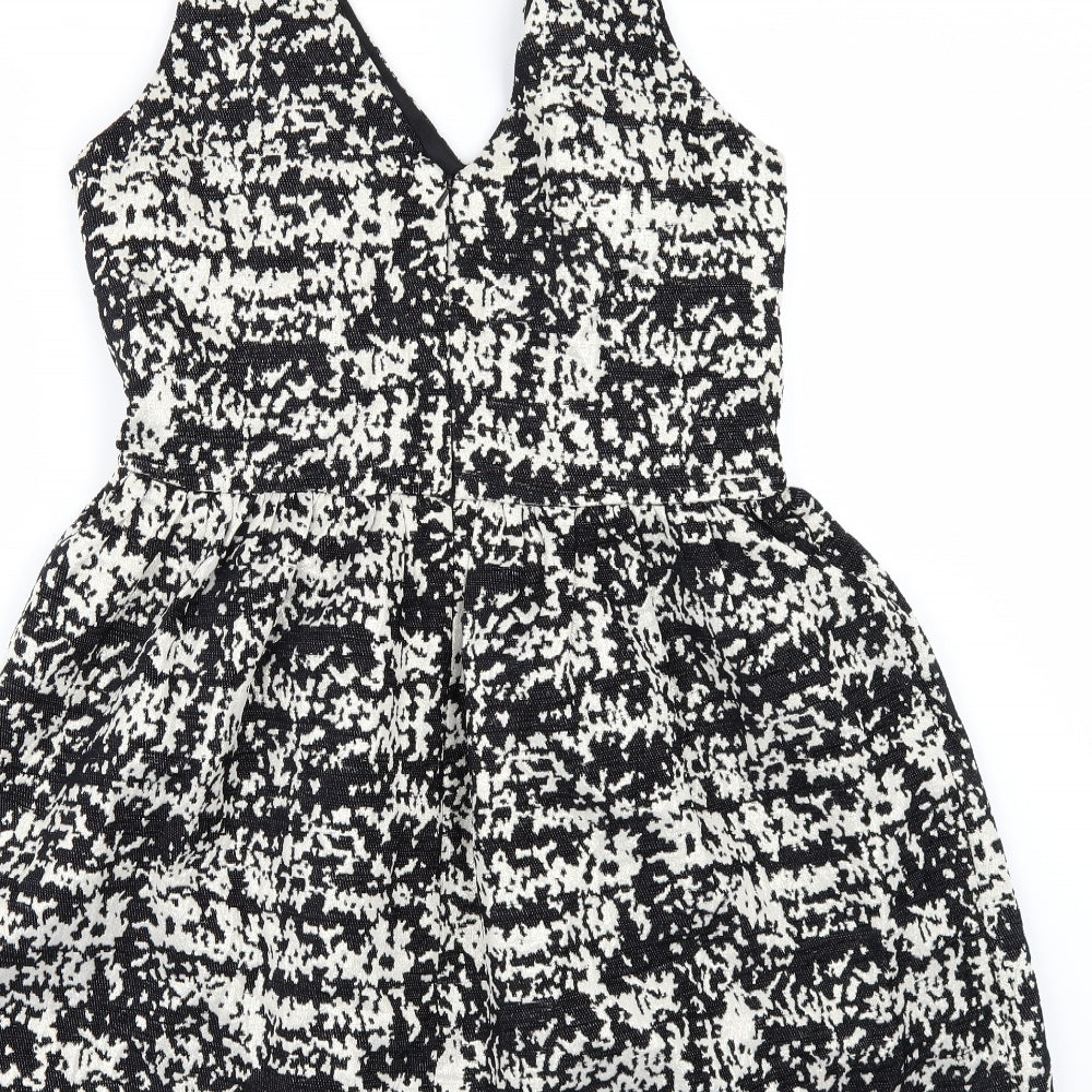 Coast Womens Black Animal Print  Fit & Flare  Size 14