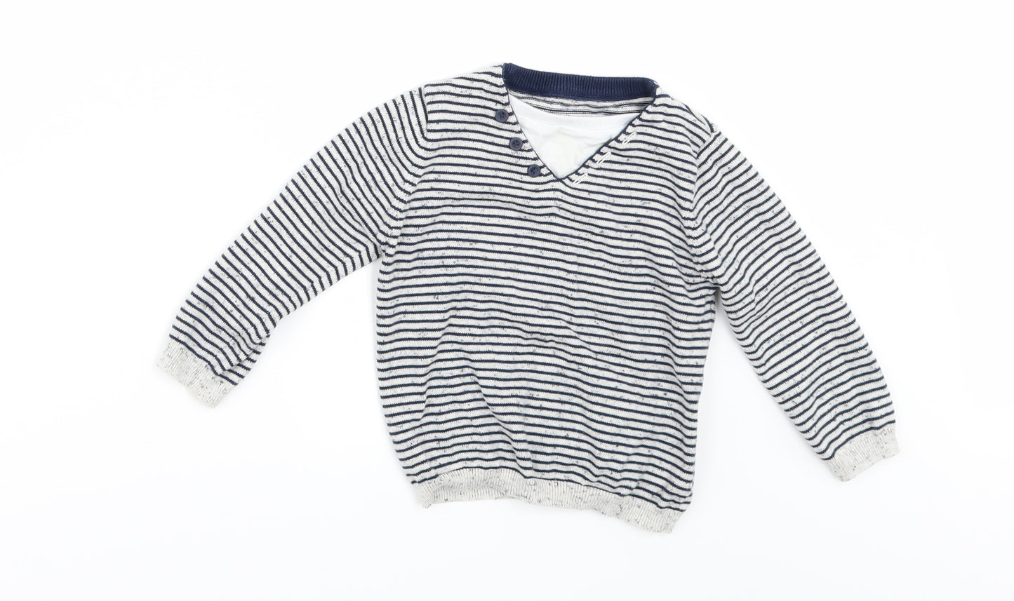 Matalan Boys Grey Striped  Pullover Jumper Size 12-18 Months