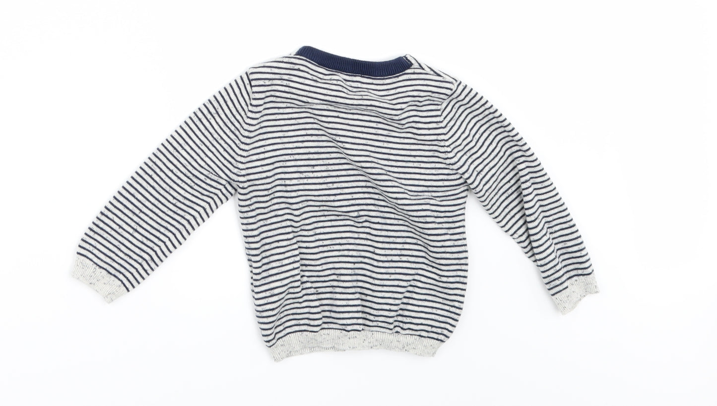 Matalan Boys Grey Striped  Pullover Jumper Size 12-18 Months