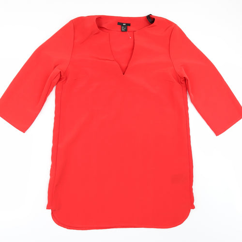 H&M Womens Red   Shirt Dress  Size 14