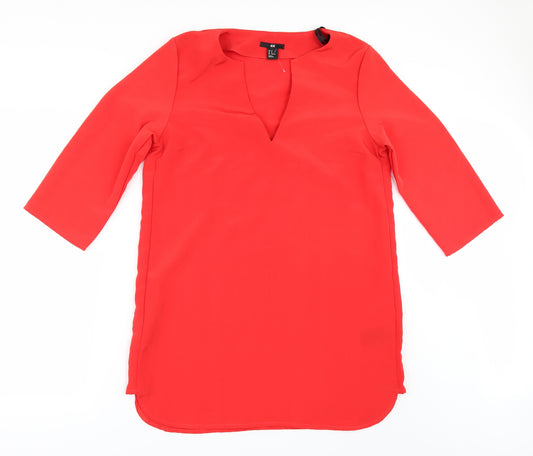 Front view of H&M women’s red shirt dress, size UK 14