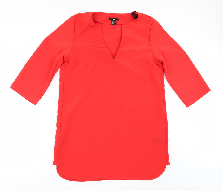 H&M Womens Red   Shirt Dress  Size 14