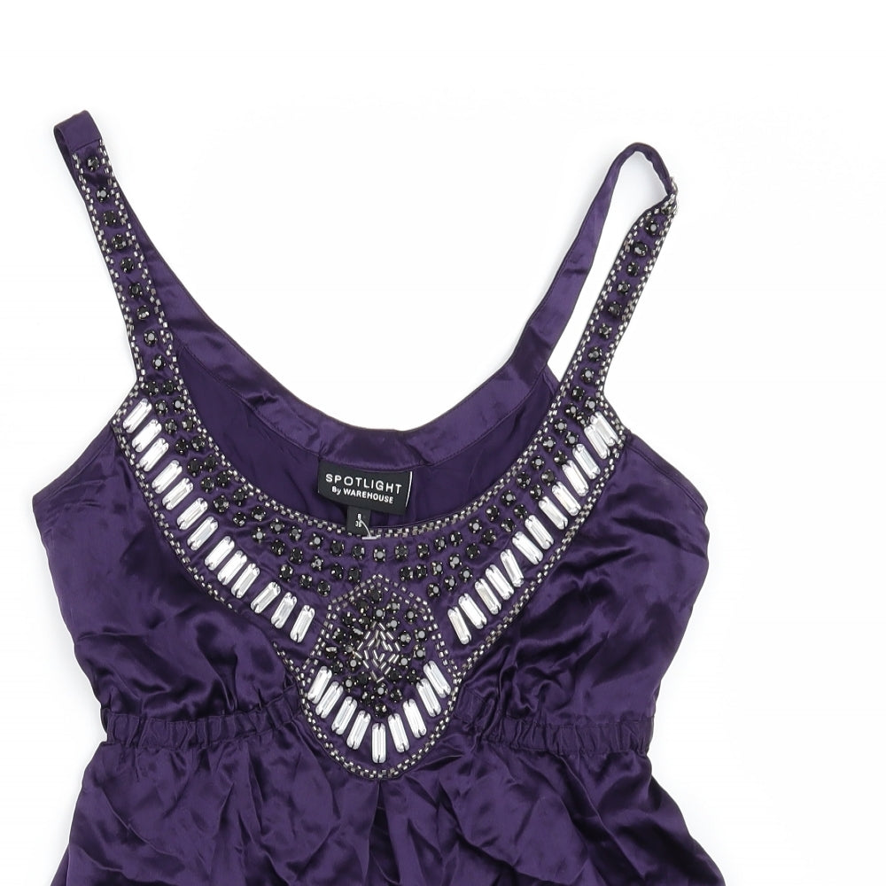 Warehouse Womens Purple   Camisole Blouse Size 8  - Beaded