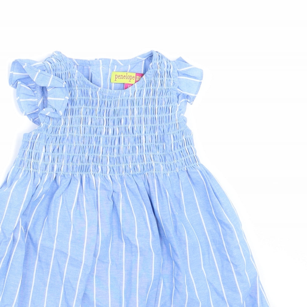 Penelope Mack Girls Blue Striped  A-Line  Size 2 Years