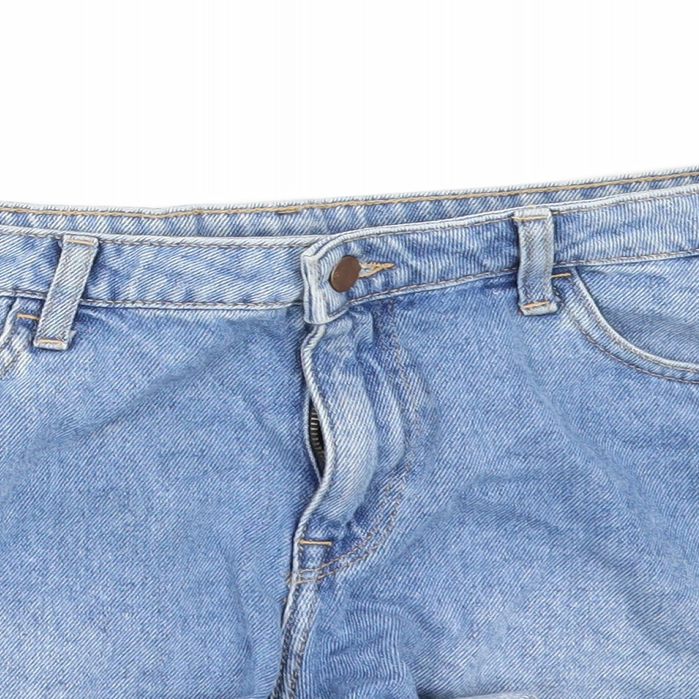 H&M Womens Blue  Denim Hot Pants Shorts Size 14
