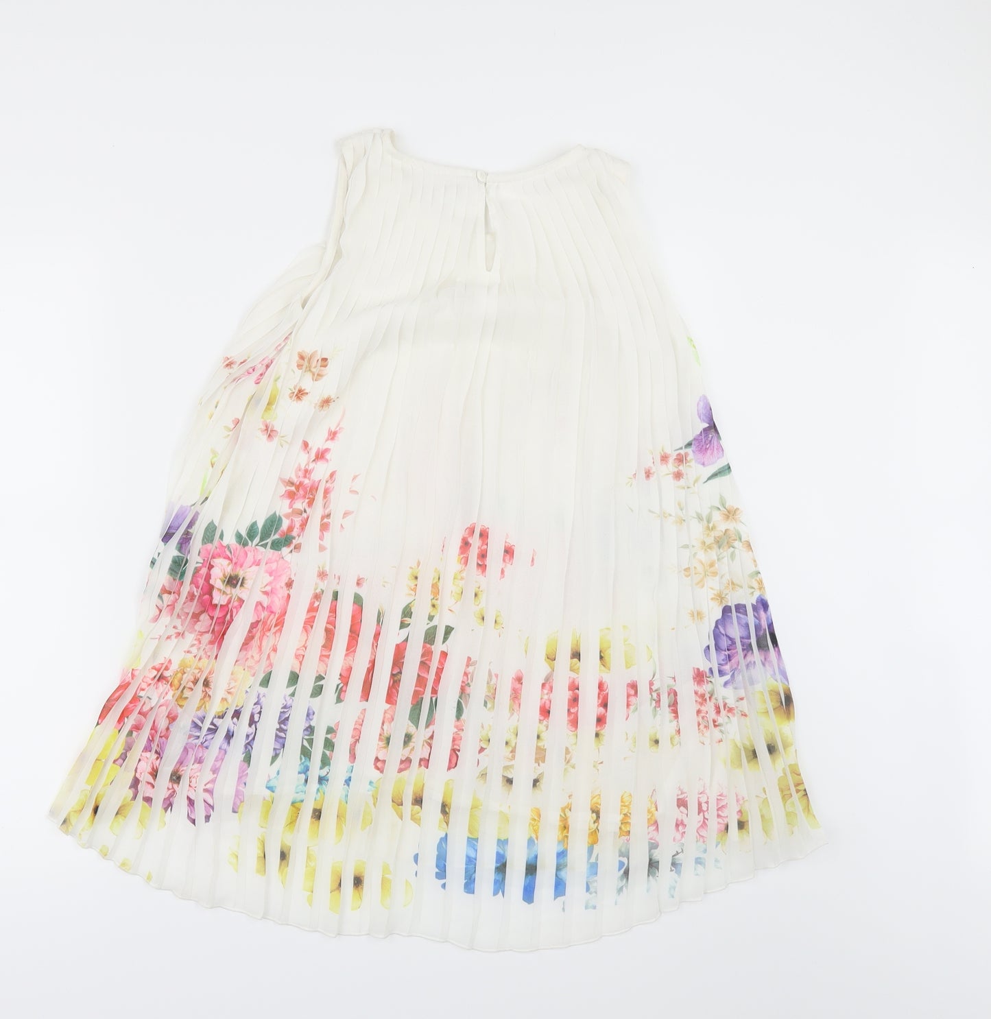 Glitzy Chick Girls White Floral  A-Line  Size 7-8 Years  - Pleated