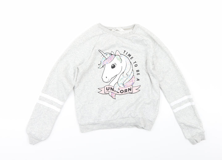 H&M Girls Grey Sweatshirt Size 11-12 Years