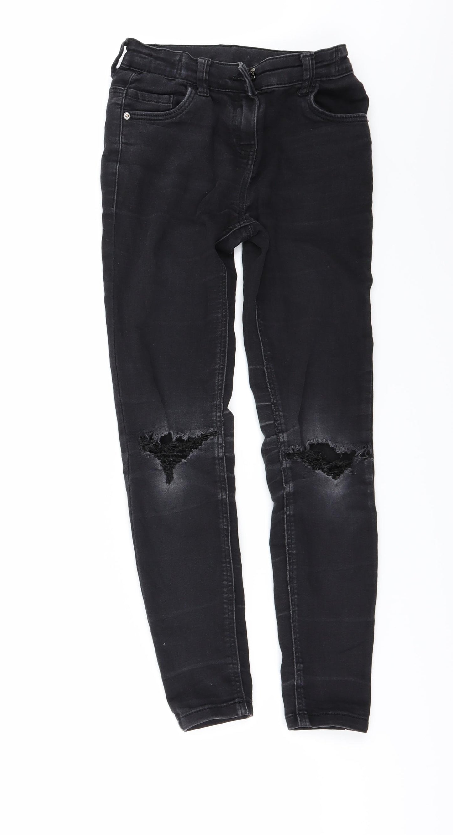 TU Girls Black  Denim Skinny Jeans Size 10 Years - DISTRESSED