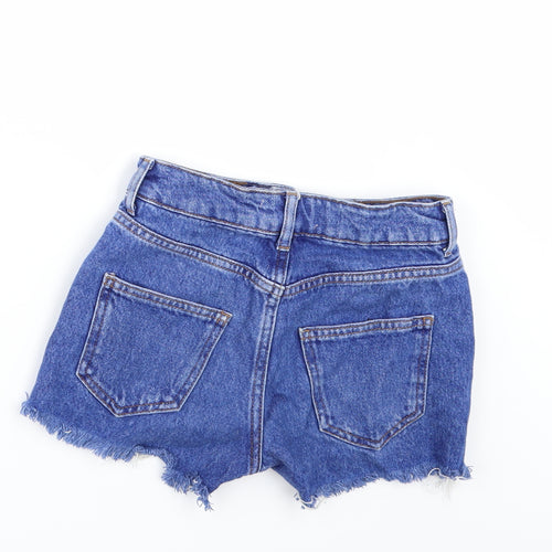 New Look Girls Blue  Denim Hot Pants Shorts Size 10 Years - DISTRESSED