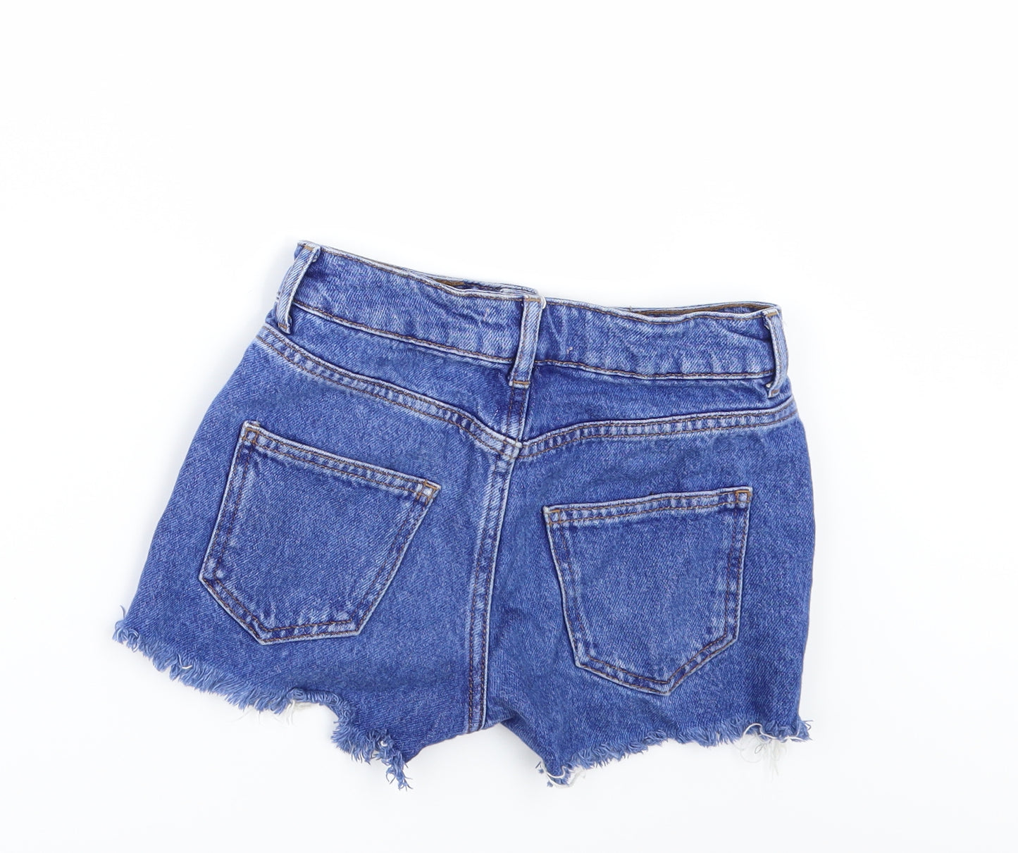 New Look Girls Blue  Denim Hot Pants Shorts Size 10 Years - DISTRESSED