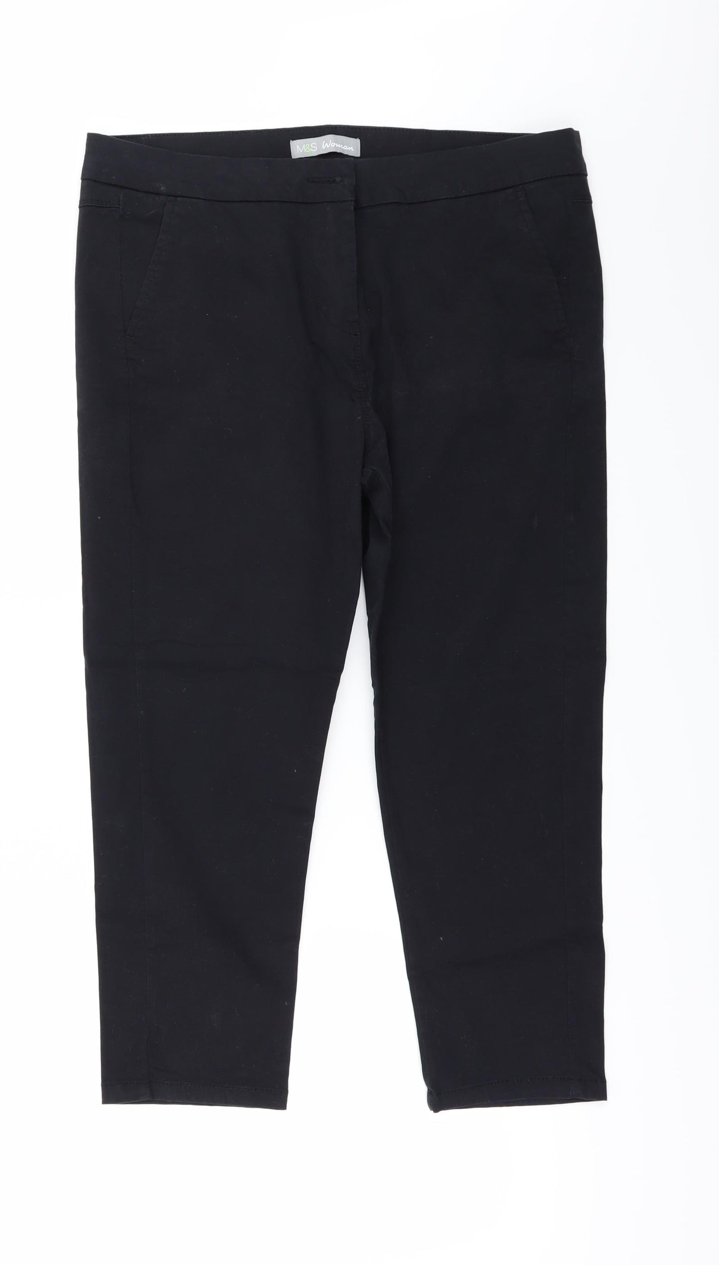Marks and Spencer Womens Black  Denim Cropped Jeans Size 14 L23 in