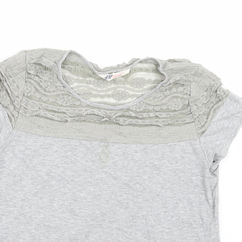 H&M Girls Grey   Basic T-Shirt Size 15 Years
