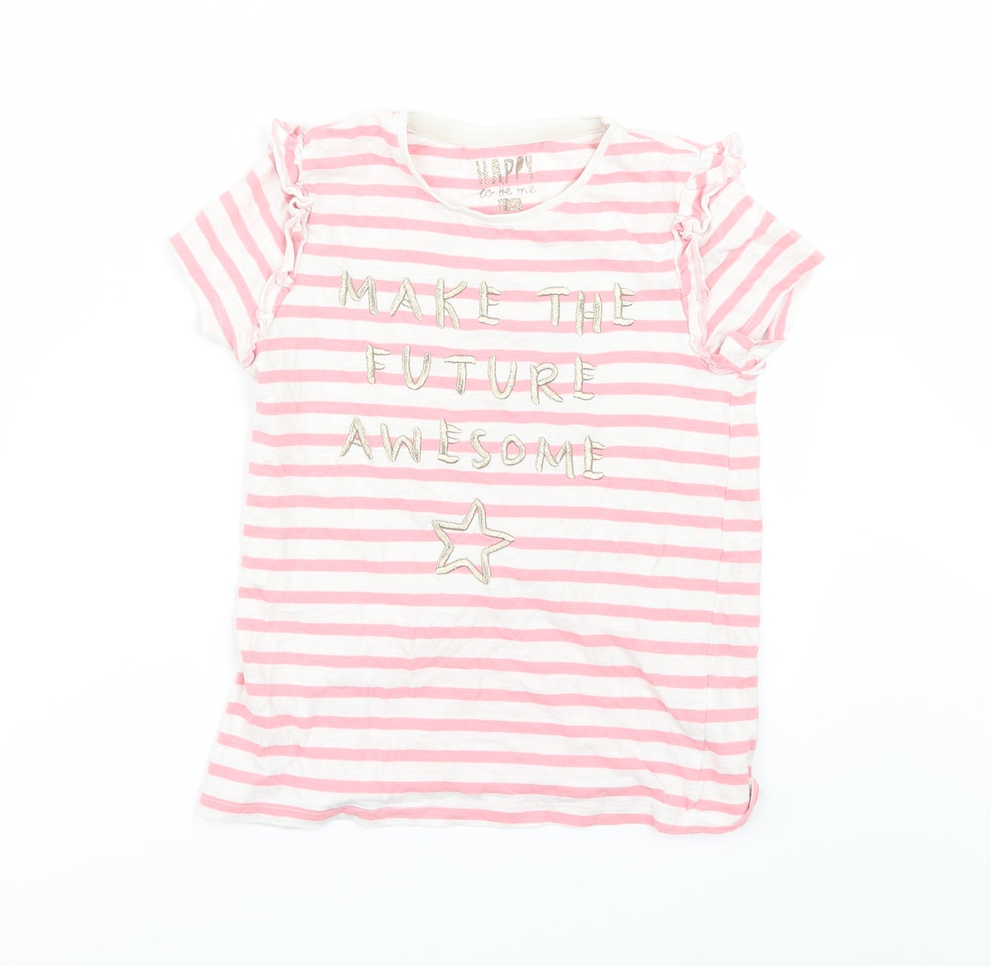 F&F Girls Pink Striped  Basic T-Shirt Size 8-9 Years