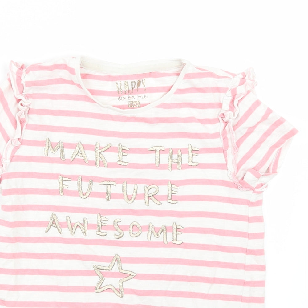 F&F Girls Pink Striped  Basic T-Shirt Size 8-9 Years
