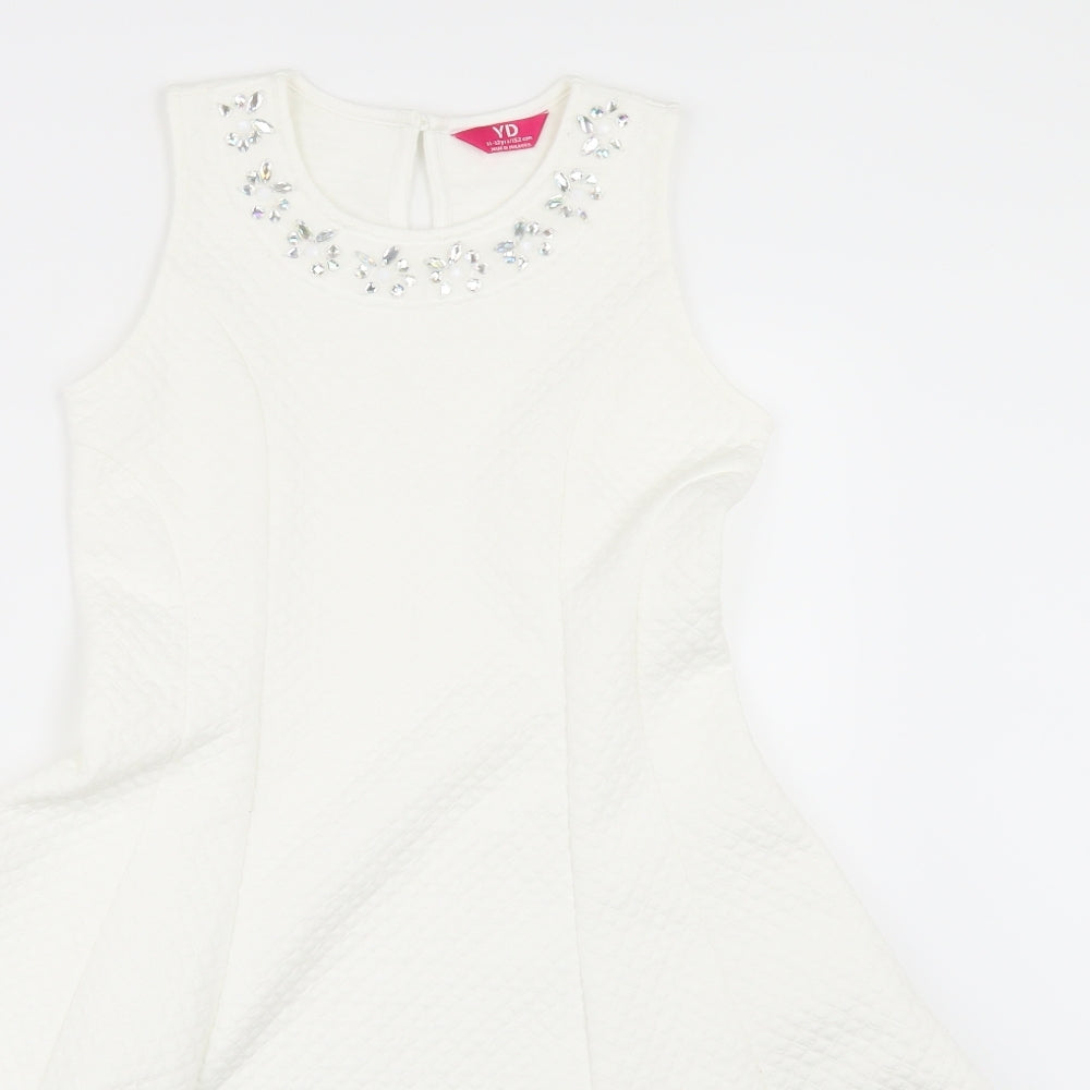 Young Dimension Girls White   Fit & Flare  Size 11-12 Years