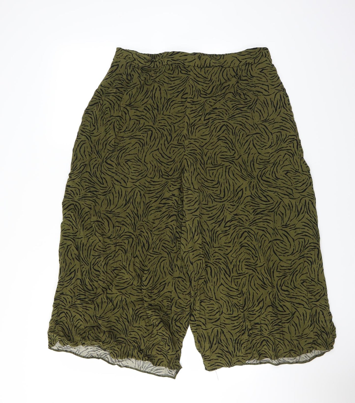 New Look Womens Green Animal Print  Cropped Trousers Size 18 L21 in - WIDE LEG