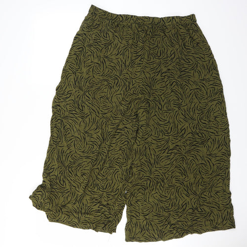 New Look Womens Green Animal Print  Cropped Trousers Size 18 L21 in - WIDE LEG