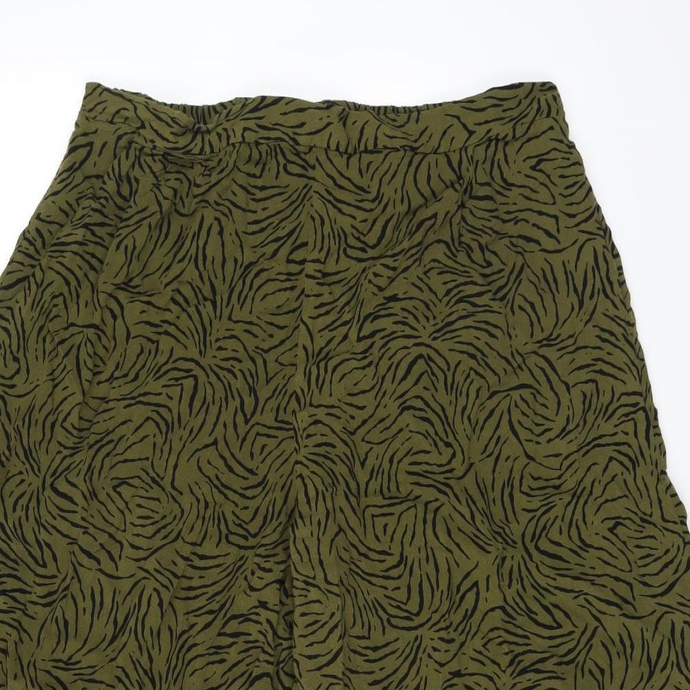 New Look Womens Green Animal Print  Cropped Trousers Size 18 L21 in - WIDE LEG