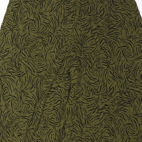 New Look Womens Green Animal Print  Cropped Trousers Size 18 L21 in - WIDE LEG