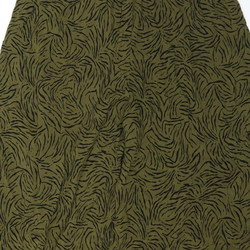 New Look Womens Green Animal Print  Cropped Trousers Size 18 L21 in - WIDE LEG
