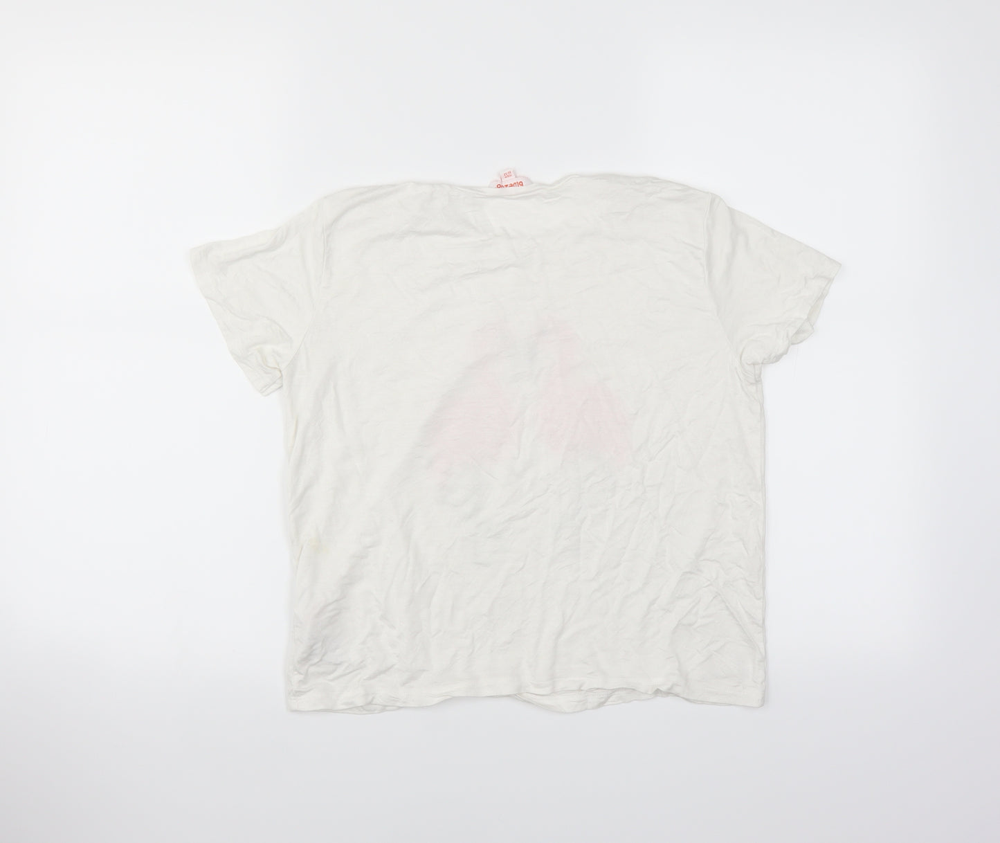 bluezoo Girls White   Basic T-Shirt Size 11-12 Years  - FLAMINGO